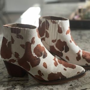 Cow print booties